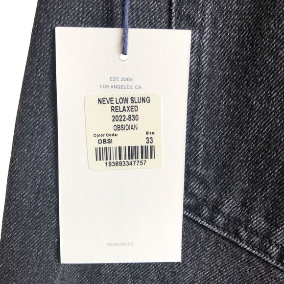 Citizens of Humanity Neve Relaxed Straight Black Jeans Sz 33 Obsidian NWT NEW - Picture 13 of 14